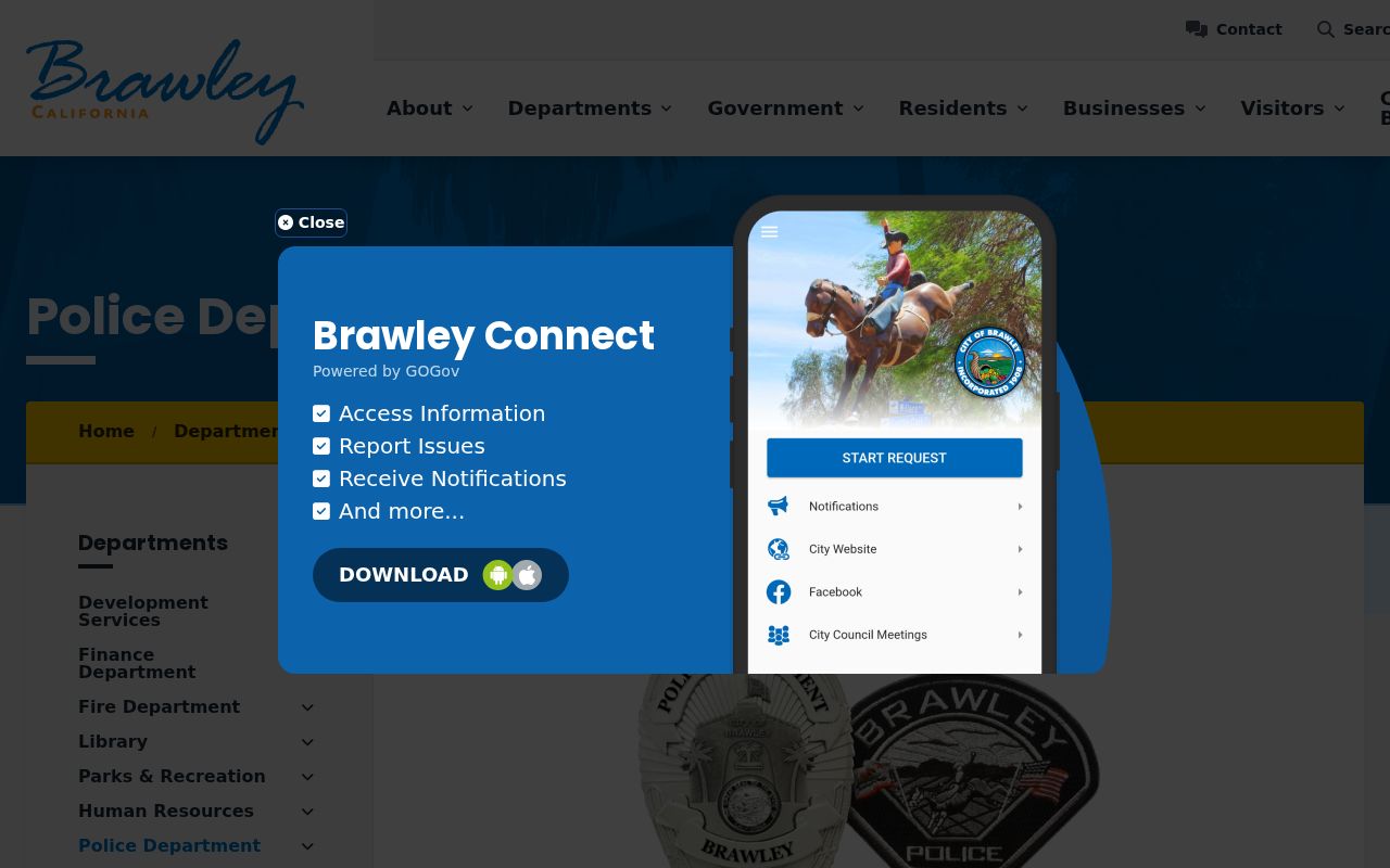 Brawley Police Department criminal records office