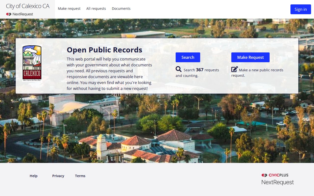 Calexico public criminal record request portal