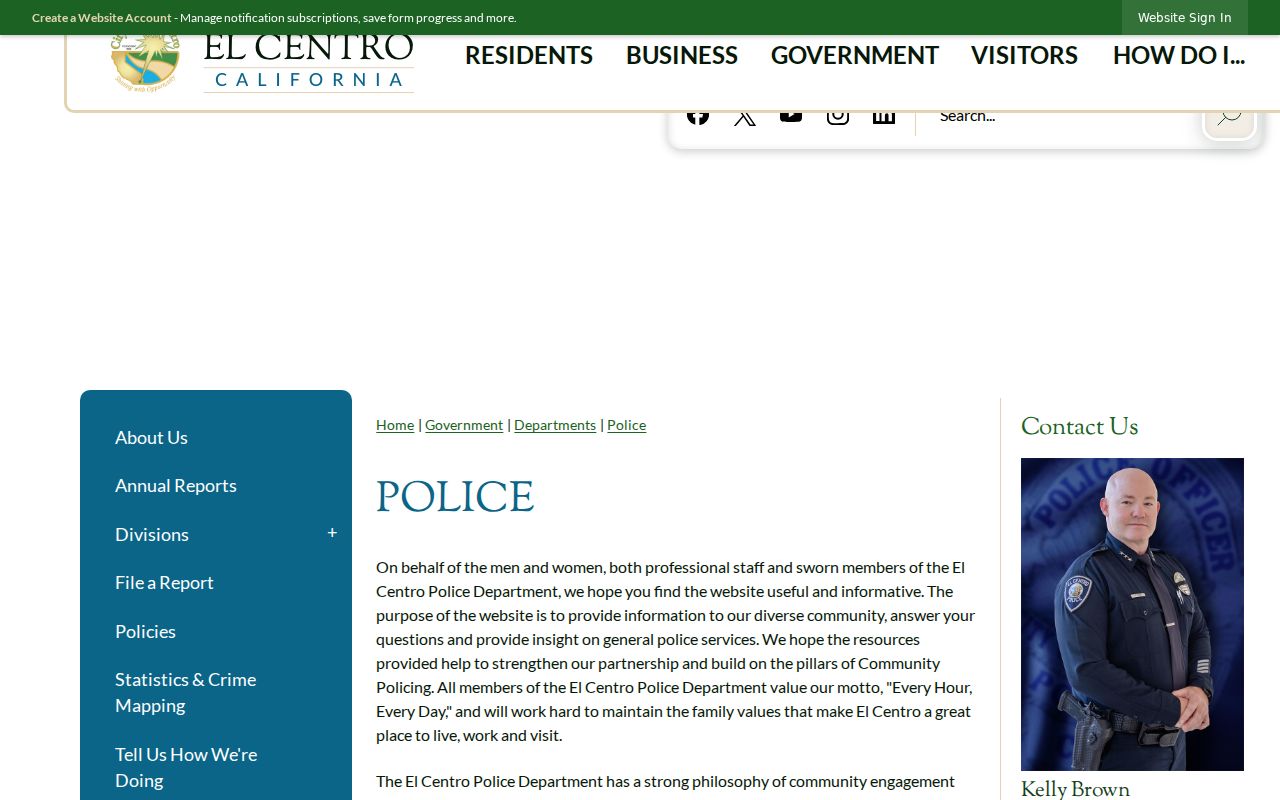 El Centro police department criminal records information