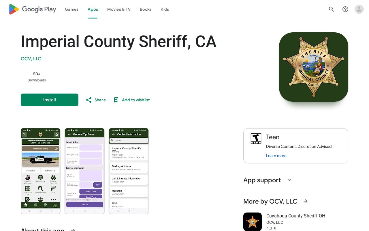 Imperial County arrest search app on Google Play