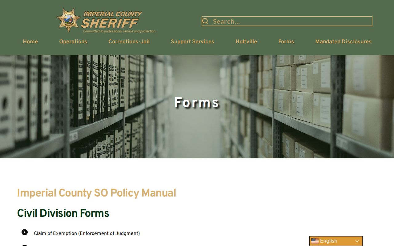 Imperial County arrest and booking record request forms