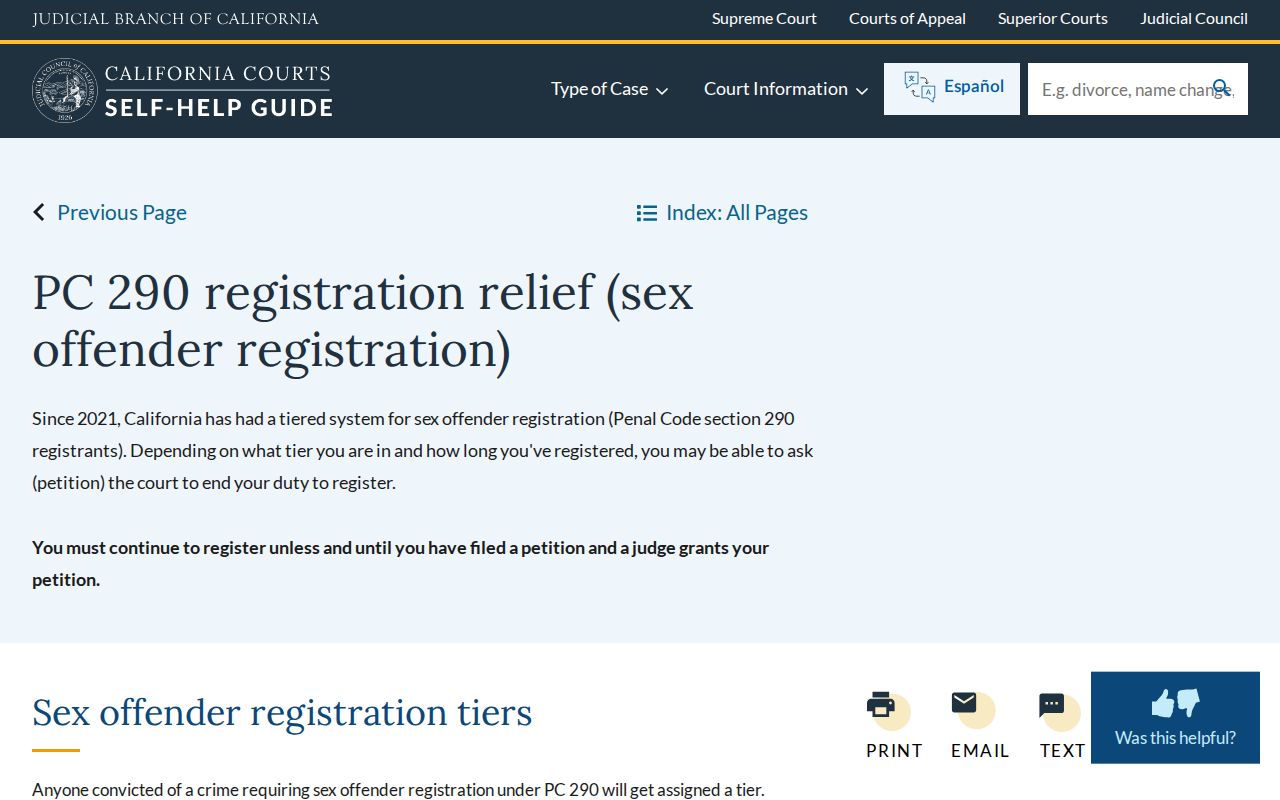 Imperial County sex offender tiered registration relief instructions