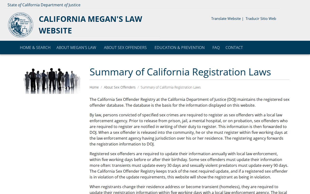 Imperial County sex offender registry law and DOJ updates