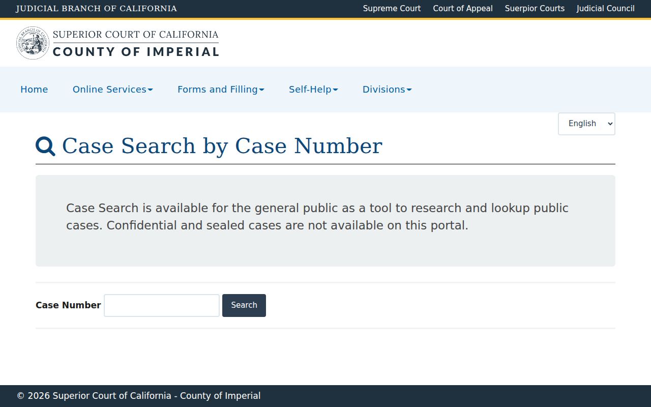 Imperial County criminal history court case search fields