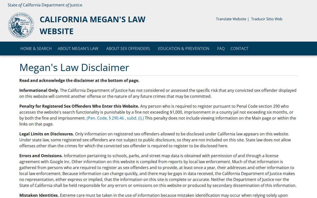 Imperial County criminal history and Megan's Law registry search