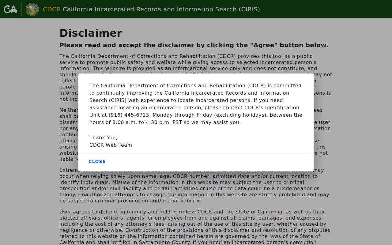 Imperial County criminal history and CDCR custody locator