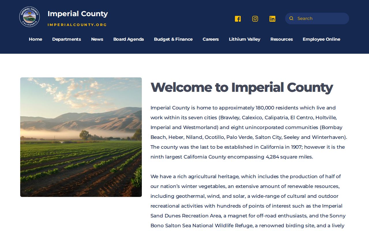 Imperial County criminal history and local court geography